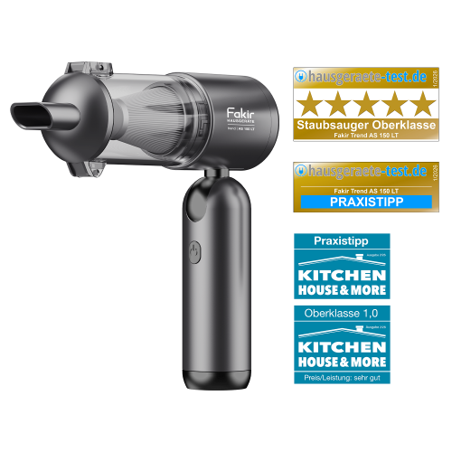 Fakir trend | AS 150 LT (anthrazit/schwarz), 4in1 Multifunktions Akku-Handstaubsauger (Saugen, Aufblasen, Ausblasen und Vakuumieren), 120 Watt BLDC Hochleitsungsmotor - FAKİR