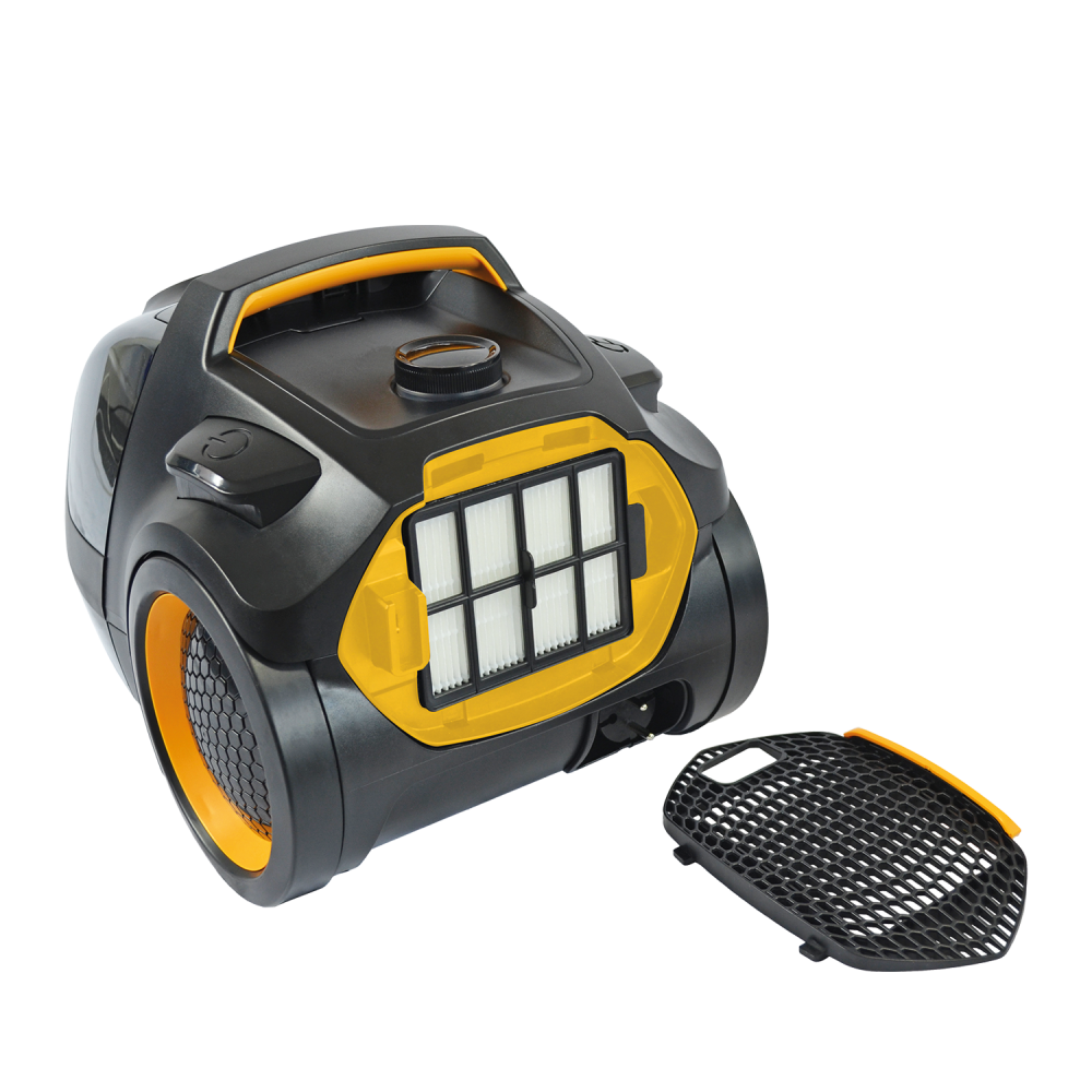 Fakir Air Wave prestige TS 2000 Canister Vacuum Cleaner, black/gelb - 500 Watt - 12