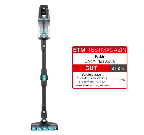 Fakir Bolt X Plus Aqua, 2 in 1 Akku Hand- und Stielstaubsauger mit Wischfunktion, 550 W, BLDC-Motor, 24 kPa/200 Airwatt, HEPA H13 - Galeri
