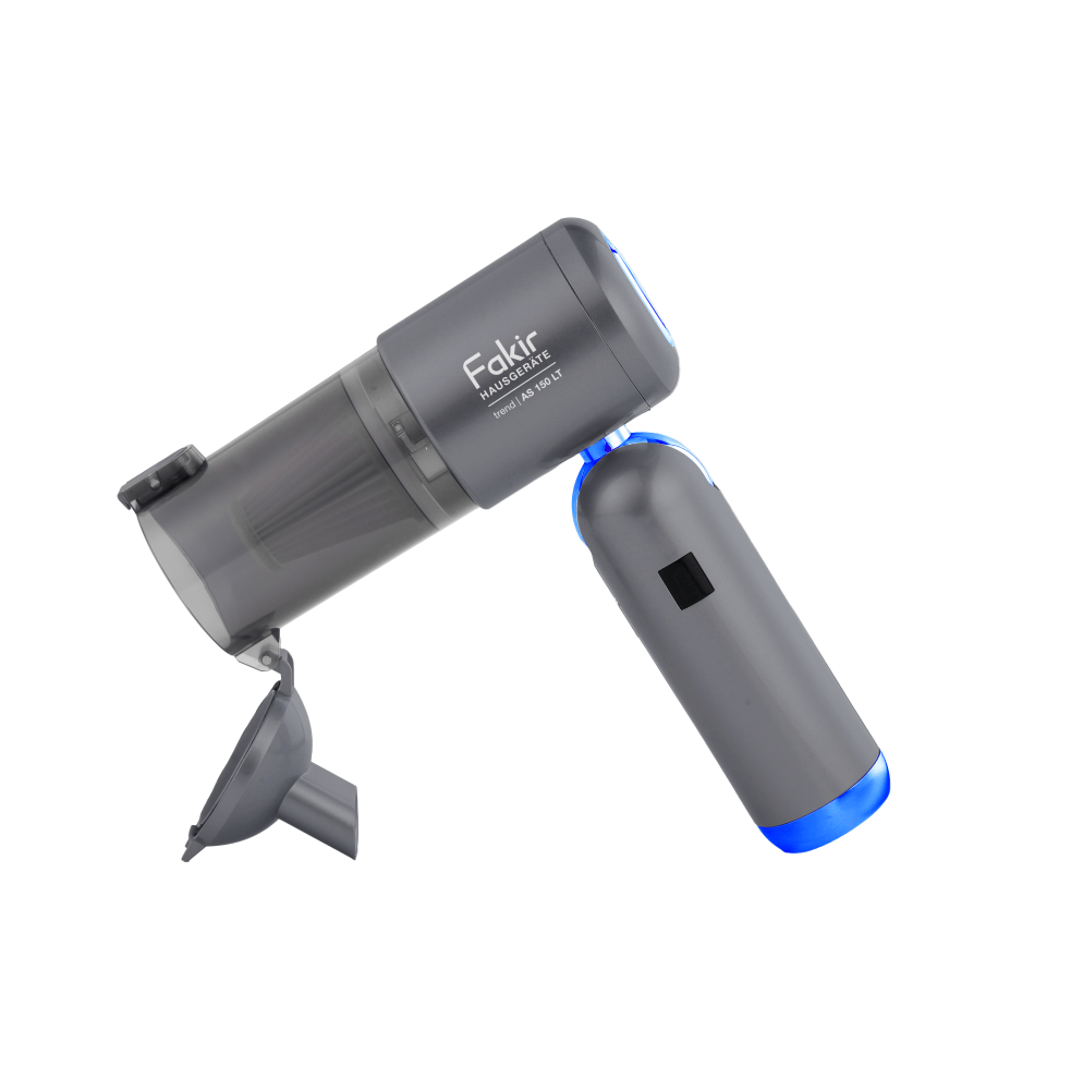 Fakir trend | AS 150 LT (anthrazit/blau), 4in1 Multifunktions Akku-Handstaubsauger (Saugen, Aufblasen, Ausblasen und Vakuumieren), 120 Watt BLDC Hochleitsungsmotor - 4