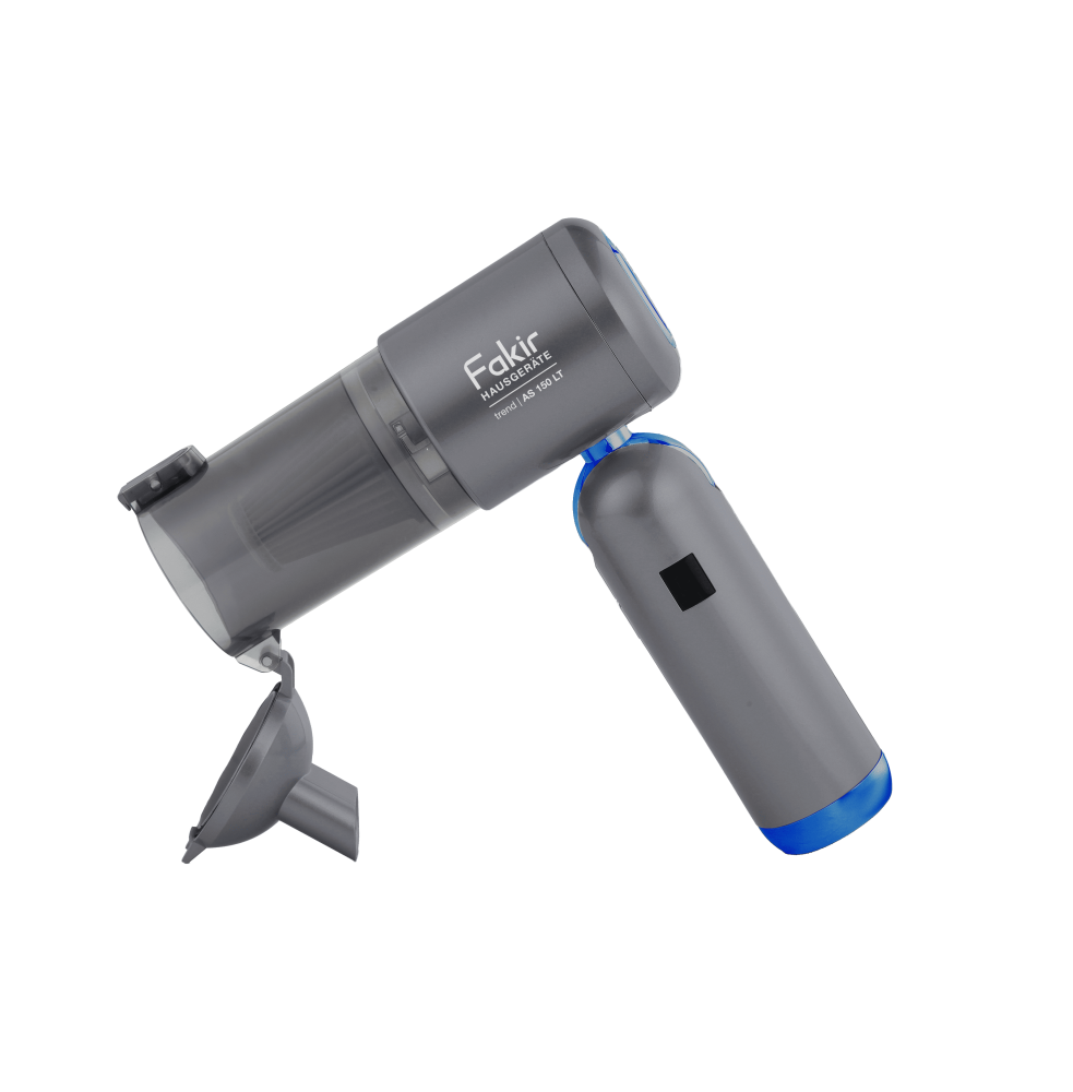 Fakir trend | AS 150 LT (anthrazit/blau), 4in1 Multifunktions Akku-Handstaubsauger (Saugen, Aufblasen, Ausblasen und Vakuumieren), 120 Watt BLDC Hochleitsungsmotor - 4