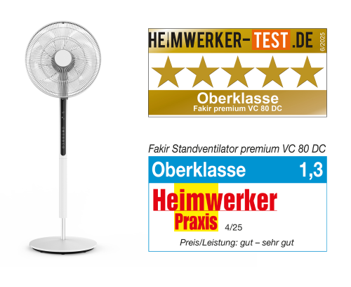 Fakir premium | VC 80 DC Standventilator, weiß/schwarz, 33 Watt - Galeri