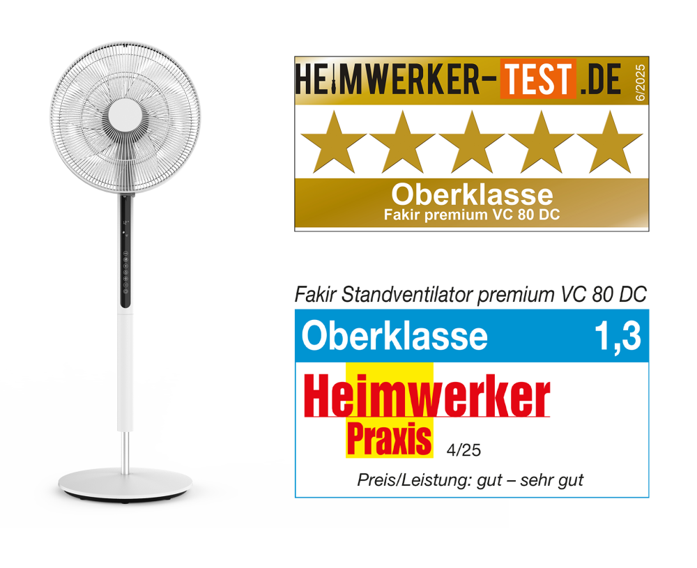 Fakir premium | VC 80 DC Standventilator, weiß/schwarz, 33 Watt - 1